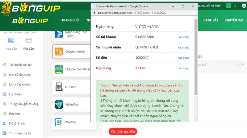 Giới thiệu về nạp tiền Bongvip là gì